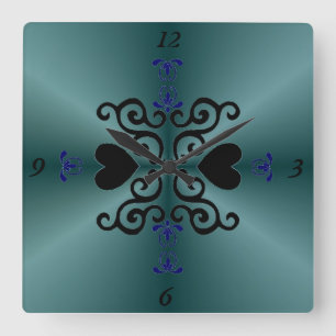Reloj Cuadrado Lily y Heart on Rainbow