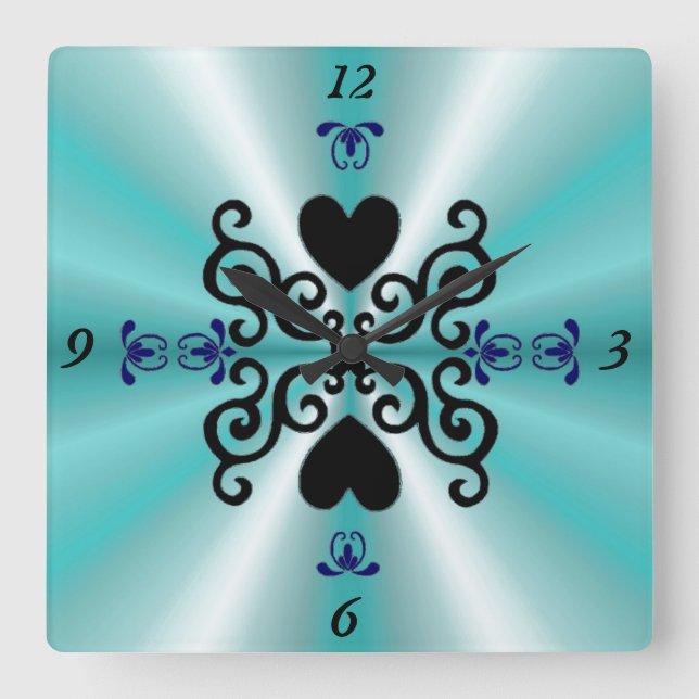 Reloj Cuadrado Lily y Heart on Rainbow (Anverso)