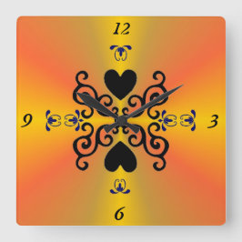 Reloj Cuadrado Lily y Heart on Rainbow