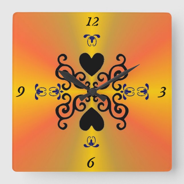 Reloj Cuadrado Lily y Heart on Rainbow (Anverso)