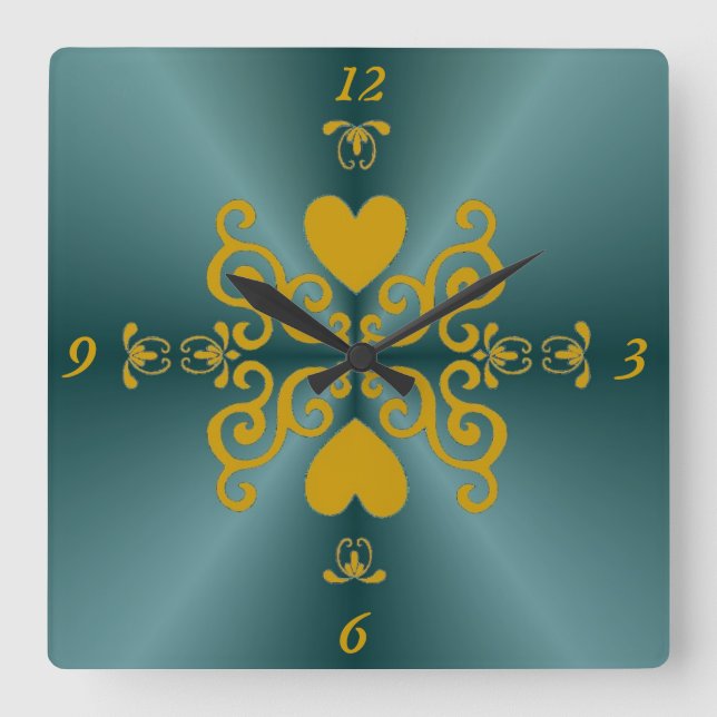 Reloj Cuadrado Lily y Heart on Rainbow (Anverso)