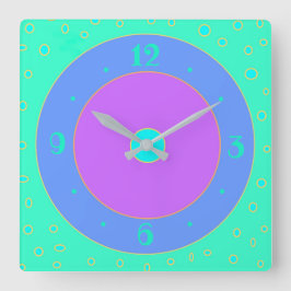 Reloj Cuadrado Lime con Blue /Mauve /Aqua/ Centre Clock