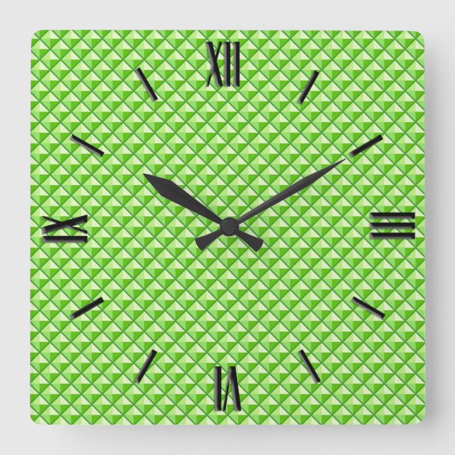 Reloj Cuadrado Lime green, enamel look, studded grid (Anverso)