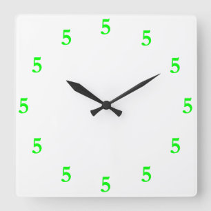 Reloj Cuadrado Lime Green Five o'Clock en blanco