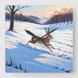 Reloj Cuadrado Límites graciosos de la liebre: Lleno de alegría i