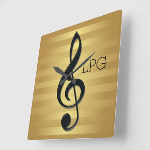 Reloj Cuadrado Limpieza monográfica del trébol negro en franjas d