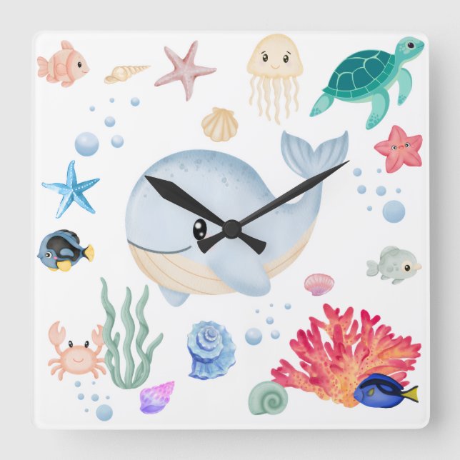 Reloj Cuadrado Lindo Bajo El Agua (Anverso)
