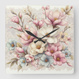 Reloj Cuadrado Lindo chic femenino floral y encaje