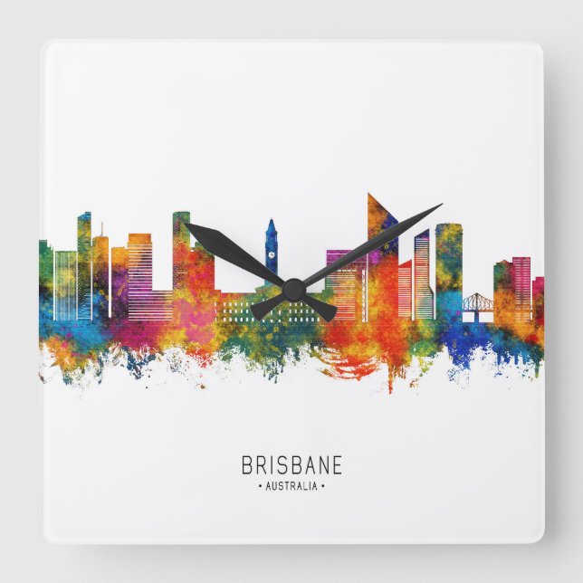 Reloj Cuadrado Línea aérea de Brisbane Australia (Anverso)
