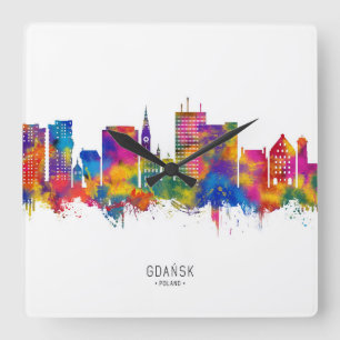 Reloj Cuadrado Línea aérea de Gdansk Poland
