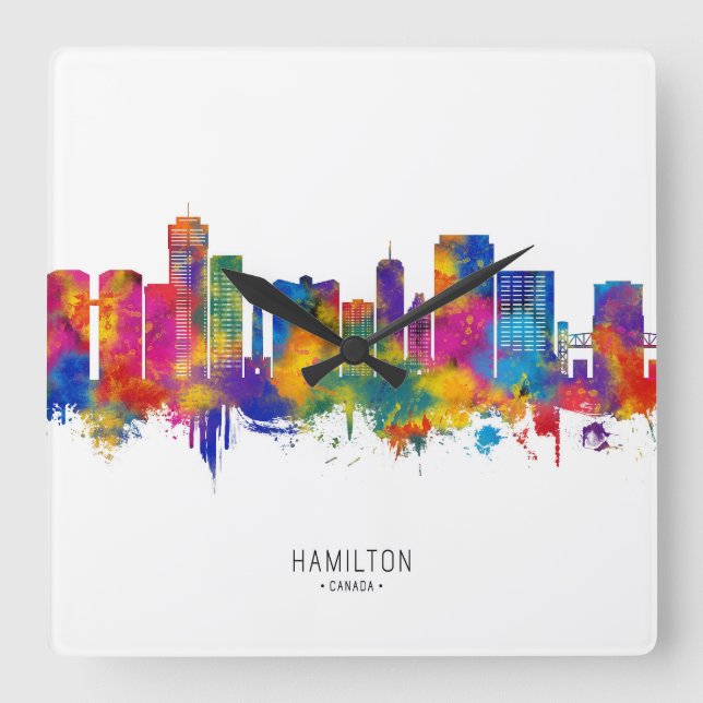 Reloj Cuadrado Línea aérea de Hamilton Canada (Anverso)