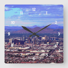Reloj Cuadrado Línea aérea de Phoenix Arizona en horario de veran