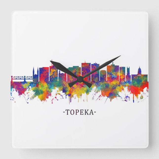 Reloj Cuadrado Línea aérea Topeka Kansas (Anverso)