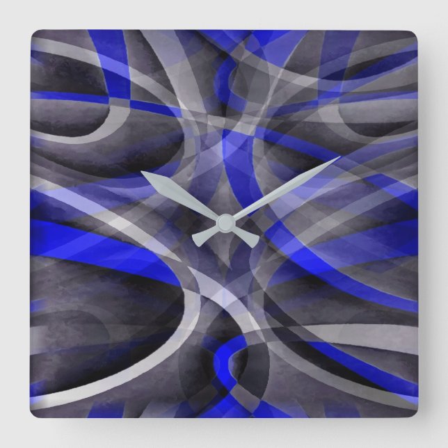 Reloj Cuadrado Línea Arqueada Azul y Gris Real Groovy Pa (Anverso)