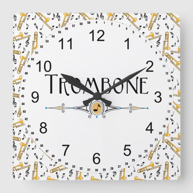 Reloj Cuadrado Línea decorativa trombónica (Anverso)