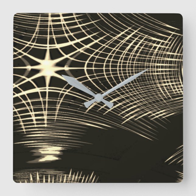 Reloj Cuadrado Líneas caqui cruzadas que se repiten en oleadas (Anverso)