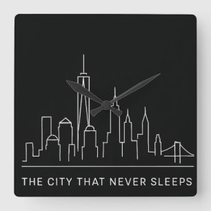 Reloj Cuadrado Líneas de medianoche: NYC nunca duerme