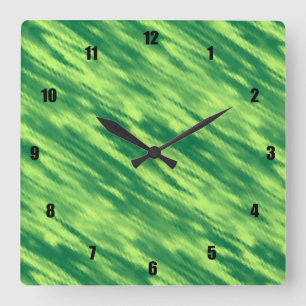 Reloj Cuadrado Líneas verdes abstractas muy divertidas e inusuale