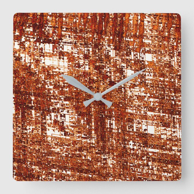 Reloj Cuadrado Linhas cruzadas e entalhe de quadrados enferrujado (Anverso)