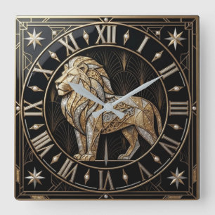 Reloj Cuadrado Lion Art Deco Luxury Black and Gold