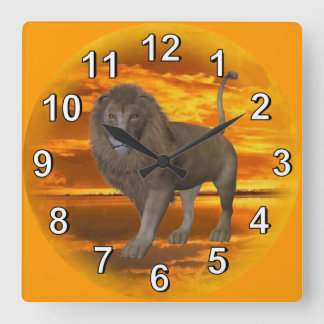 Reloj Cuadrado Lion Sunset