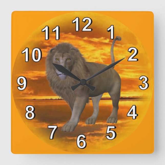 Reloj Cuadrado Lion Sunset (Anverso)