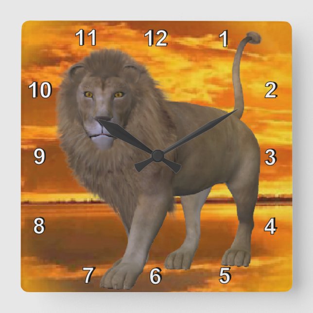 Reloj Cuadrado Lion Sunset (Anverso)