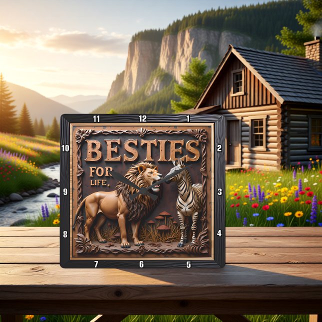 Reloj Cuadrado Lion Zebra Close Up Friends (Subido por el creador)