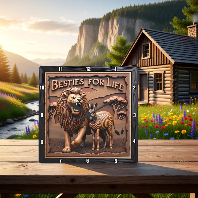 Reloj Cuadrado Lion Zebra Close Up Savanna (Subido por el creador)