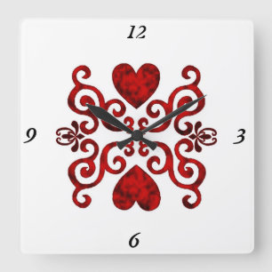 Reloj Cuadrado Lirio arcoiris y corazón