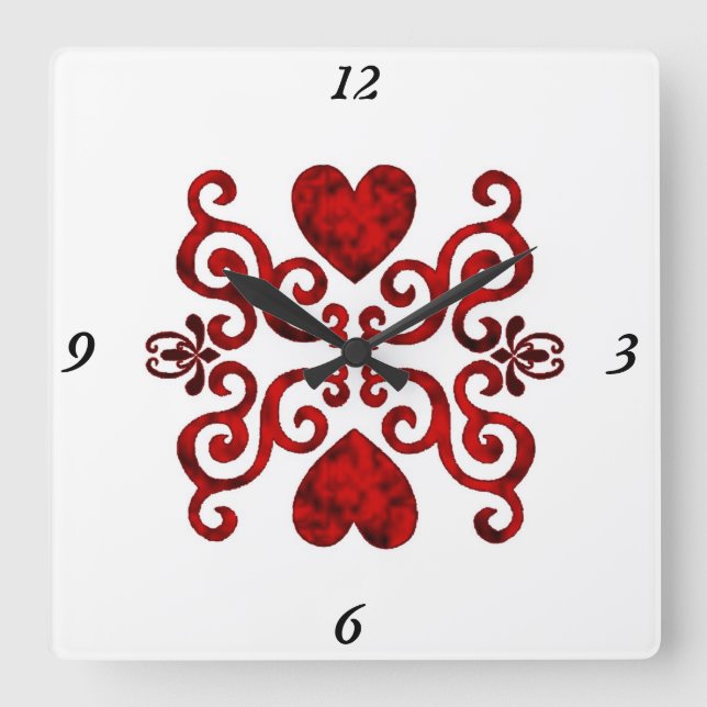 Reloj Cuadrado Lirio arcoiris y corazón (Anverso)