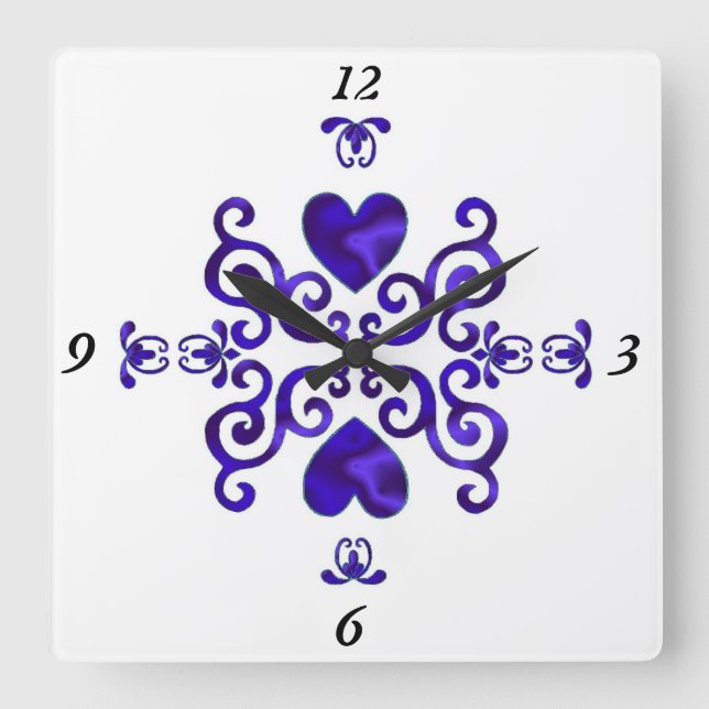 Reloj Cuadrado Lirio arcoiris y corazón (Anverso)