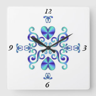 Reloj Cuadrado Lirio arcoiris y corazón