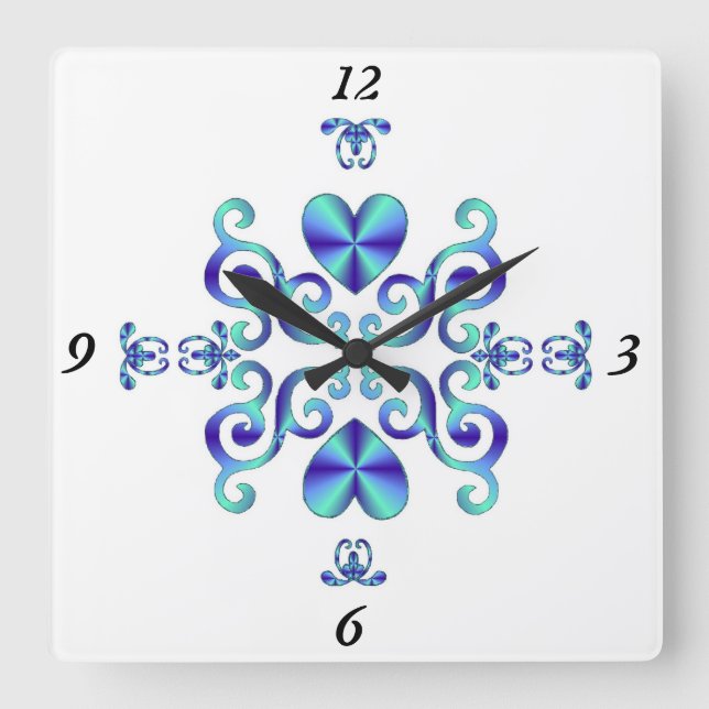 Reloj Cuadrado Lirio arcoiris y corazón (Anverso)