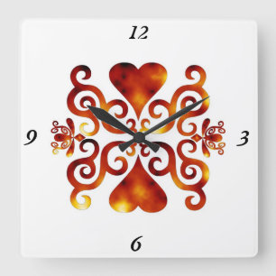 Reloj Cuadrado Lirio arcoiris y corazón