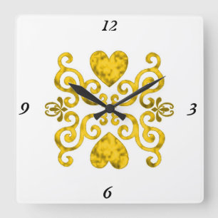 Reloj Cuadrado Lirio arcoiris y corazón