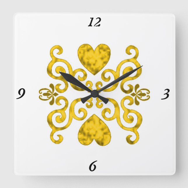Reloj Cuadrado Lirio arcoiris y corazón (Anverso)