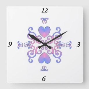 Reloj Cuadrado Lirio arcoiris y corazón