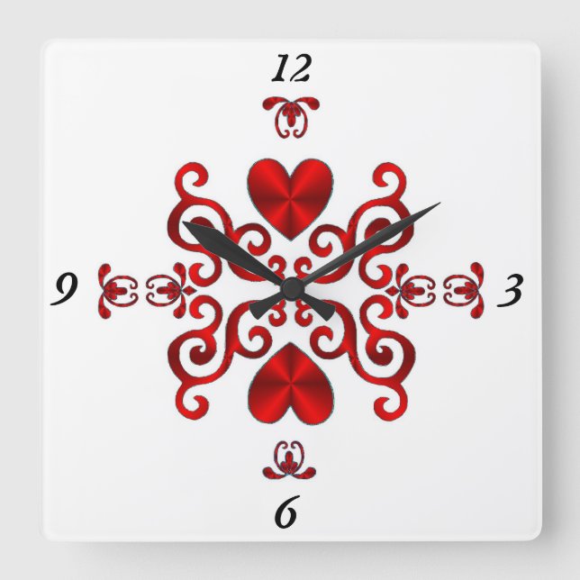 Reloj Cuadrado Lirio arcoiris y corazón (Anverso)