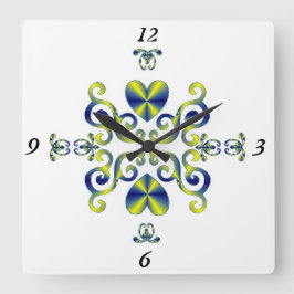 Reloj Cuadrado Lirio arcoiris y corazón