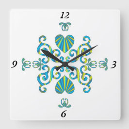 Reloj Cuadrado Lirio arcoiris y corazón