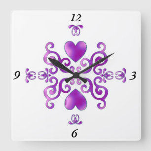 Reloj Cuadrado Lirio arcoiris y corazón