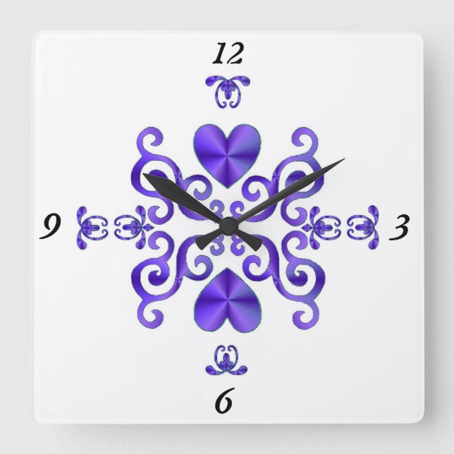 Reloj Cuadrado Lirio arcoiris y corazón (Anverso)