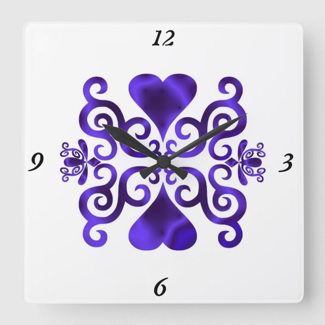 Reloj Cuadrado Lirio arcoiris y corazón (Anverso)