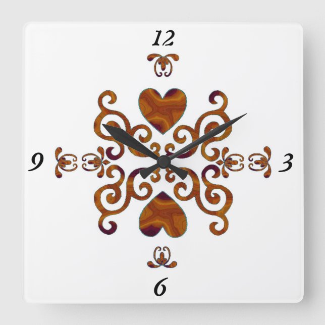 Reloj Cuadrado Lirio arcoiris y corazón (Anverso)