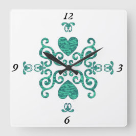 Reloj Cuadrado Lirio arcoiris y corazón