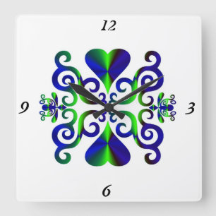 Reloj Cuadrado Lirio arcoiris y corazón