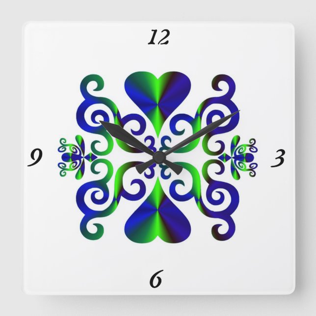 Reloj Cuadrado Lirio arcoiris y corazón (Anverso)