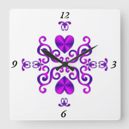 Reloj Cuadrado Lirio arcoiris y corazón
