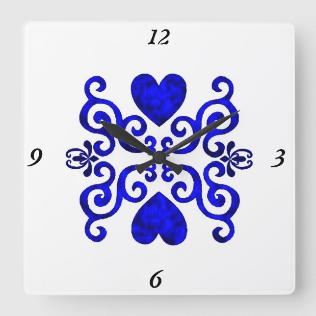 Reloj Cuadrado Lirio arcoiris y corazón (Anverso)